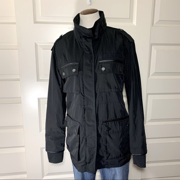 AVEC Les Filles Black Jacket Military Cargo Style Water Repellent Utility Jacket - Picture 4 of 14